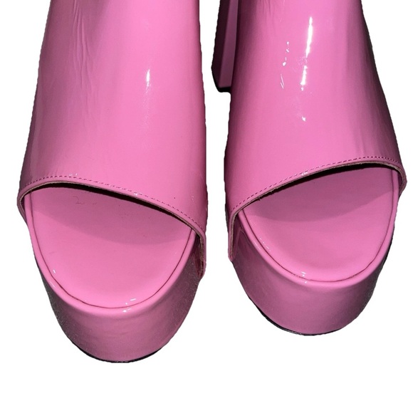 BY FAR Pink Patent Leather Platform Sandals Brad Mules EU 40 US 10 Heels New - Picture 9 of 13